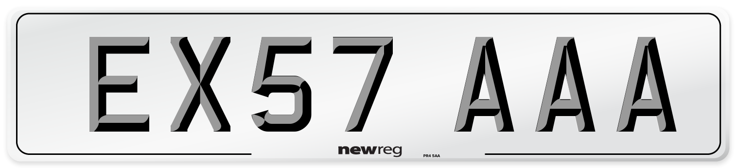 EX57 AAA Number Plate from New Reg